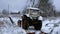 Tractor in a village