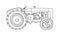 Tractor  Vintage hand drawn cute vector line art illustration