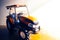 Tractor working on the farm, a modern agricultural transport, a