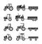 Tractors icons vector set