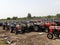 Tractors parked at factory storage