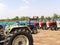 Tractors parked at factory storage