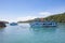 TRAD THAILAND - OCTOBER 29 : tourist boat floating over snorkeling point at koh Rang island in Koh Chang national park on