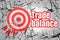 Trade balance word with red arrow and board