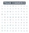 Trade commerce vector line icons set. Commerce, Trading, Export, Import, Merchandise, Buy, Sell illustration outline
