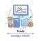 Trade concept icon. Investing and stock market idea thin line illustration. Bitcoin trading. Cryptocurrency exchange