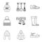Trade fair icons set, outline style