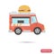 Trade fast food van color flat icon