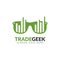 Trade geek logo design template. a glasses with bar chart on it, perfect for trading business