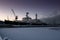 Trade port and atomic icebreaker `Lenin` in Murmansk, Kola Peninsula, Russia
