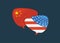 Trade war, America China tariff business global exchange international. USA versus China . two speech bubbles face to