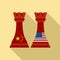 Trade war chess icon, flat style