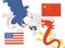 Trade war concept USA versus China Eagle and Dragon