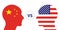 Trade war, USA versus China. America-China tariff business global exchange international.