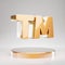 Trademark icon. Yellow Gold Trademark symbol on golden podium