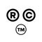 Trademark symbols set. Trademark legal protection mark, letter \\\