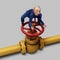 Trader on gas pipe valve illustration