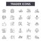 Trader line icons, signs, vector set, outline illustration concept