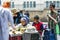 A trader selling bread outside the Meknes Medina, Morocco.