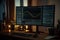 Trader workplace. Computer monitor with stock market charts on screen. Economic concept. Financial crisis and inflation