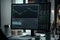 Trader workplace. Computer monitor with stock market charts on screen. Economic concept. Financial crisis and inflation