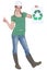 Tradeswoman holding the recycling symbol