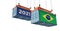 Trading 2021. Freight container with Brazil flag.