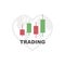 Trading graph icon. Earth trading stock. Vector