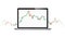 Trading graph on laptop screen, investing stocks market,buy and sell sign candlestick, vector illustration