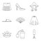 Trading house icons set, outline style