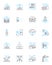 Trading market linear icons set. Stocks, Forex, Commodities, Investing, Options, Futures, Derivatives line vector and