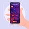 Trading simulation smartphone interface vector template. Mobile app page violet design layout. Cryptocurrency trade