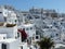 Traditiional white village in the Caldera of Santorini in Greece.