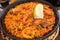 Tradition Seafood Spanish Paella in Pan, this is a typical spanish dish