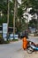 Tradition thai of almsgiving monks and novice procession on road for traveler and local people travel visit respect praying and