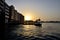 The traditional Abra boat in Dubai Creek in sunset