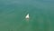 Traditional Africal Sailboat at Zanzibar island Paje beach in blue Indian ocean aerial view. Unguja, tanzania