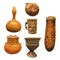 Traditional African culture attributes. Collection of vintage vases.