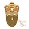 Traditional African culture attributes. Vintage woodenn mask.