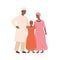 Traditional african family in national clothing vector flat illustration. Mother, father and daughter posing in ethnic
