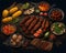 Traditional African Grill Plate with Roasted Meats and Soup - Realistic and Hyper-Detailed Renderings