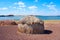 Traditional african huts, Lake Turkana in Kenya