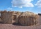 Traditional african huts, Lake Turkana in Kenya