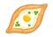 Traditional ajarian and georgian dish - khachapuri. Bread filled with cheese and egg. Vector hand drawn illustration.