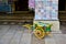 A traditional Algarve cart green with yellow wheels