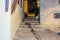 Traditional Alleys with Stairs in the Old Historic Town of Chania, Crete, Greece. Beautiful Streets at Night.