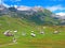 Traditional alpine livestock settlement Tannalp next to Lake Tannensee and in the Uri Alps massif, Melchtal - Canton of Obwald