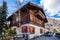 Traditional Alpine wooden house in the village, Livigno, Italy, Alps