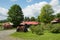 Traditional american Farm, Blue Cloudy Sky