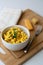 Traditional American macaroni and cheese comfort food also called mac n cheese with elbow pasta coated in a cheesy creamy cheddar